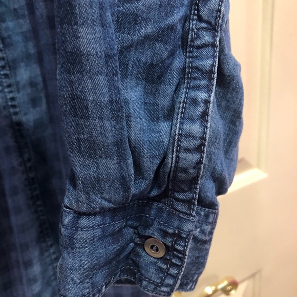 J Jill Denim Gingham Plaid Chambray Button Front Shirt Dress Size M - Picture 7 of 10